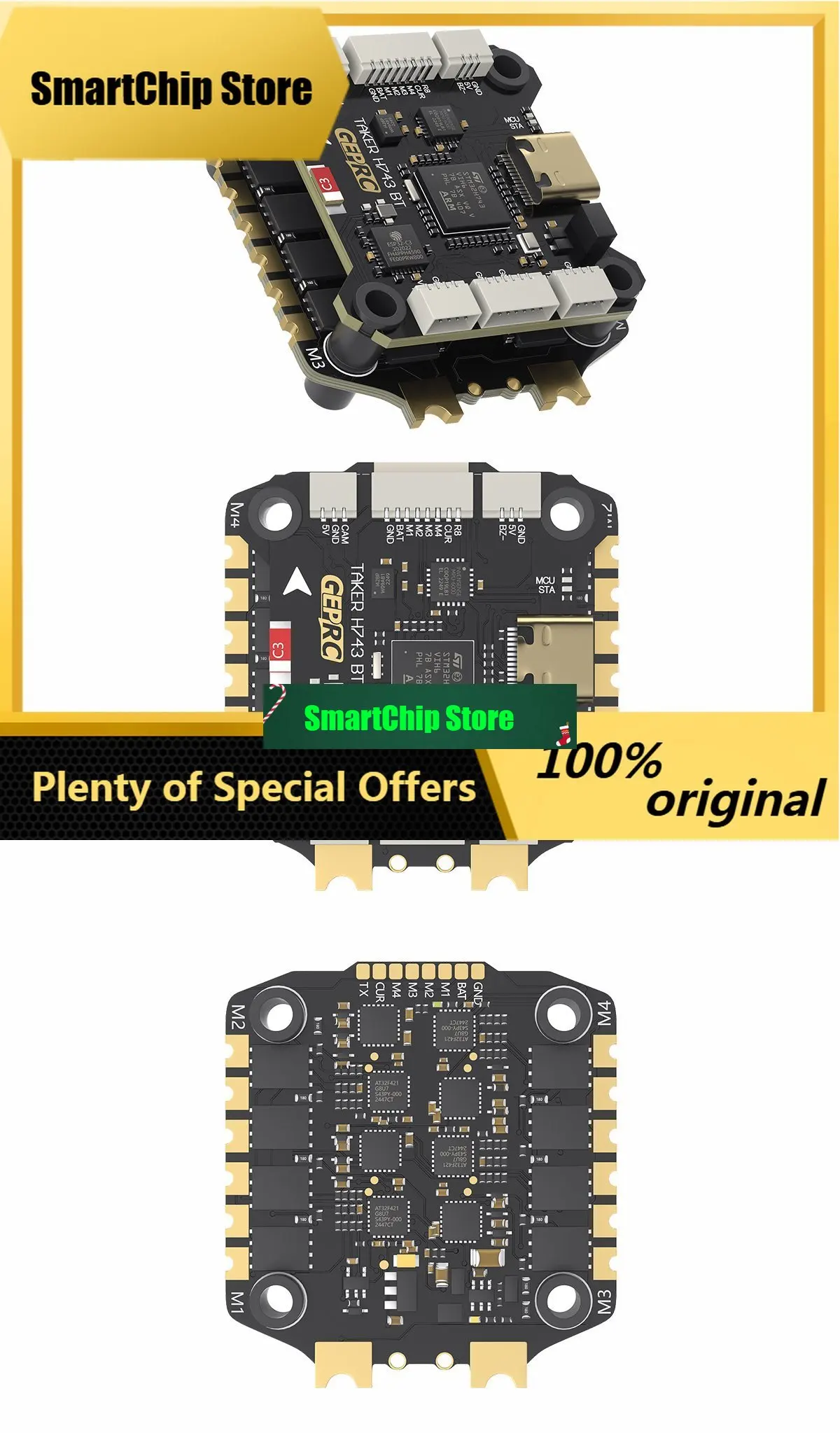 SmCpGEPRC TAKER H743 BT 32Bit 65A Stack 32Bit 65A 4IN1 ESC Dual Gyro Data Analyze Record Flight Barometer For Racing Drone MOZ7