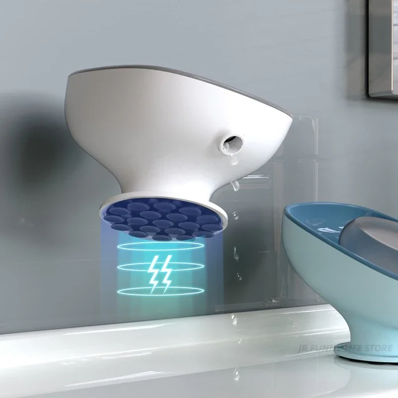Super Suction Cup Soap Dish With Drain Water For Bathroom Soap Holder Kitchen Sponge Holder Soap container Bathroom Supplies