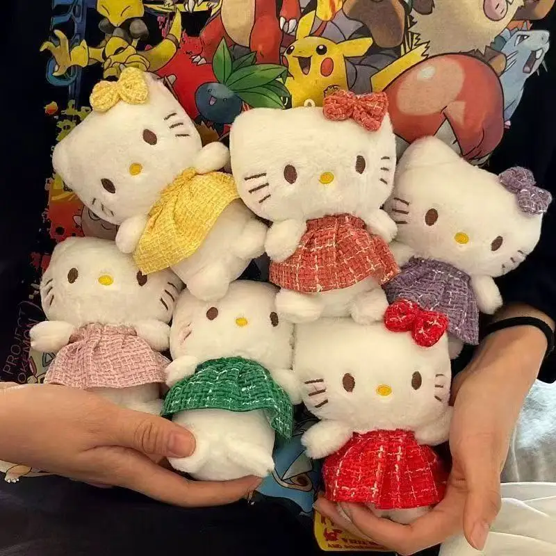 

Sanrio Hello Kitty Plush Keychain Pink Skirt Wings Anime Car Key Chain Pendant Cute Women Bag Car Keychians Girl Birthday Gifts