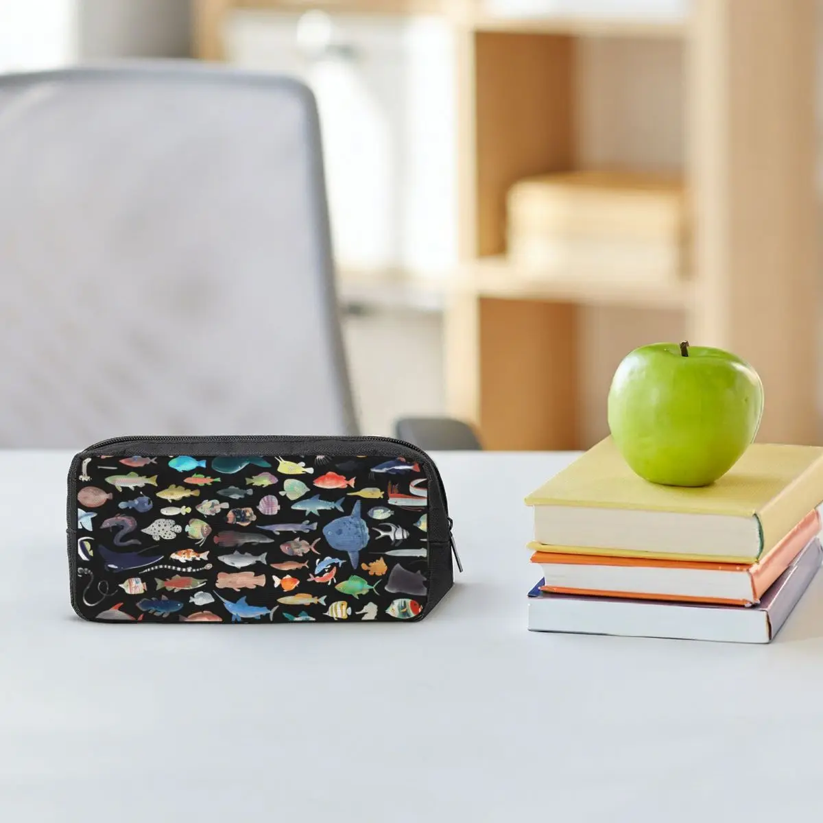 One Hundred Fish Ocean Life Scuba Diving Pencil Cases for Student Gifts Pen Box Pencil Bag Pencil Pouch Storage Stationery