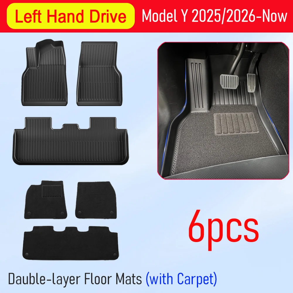 Autokofferbakmat voor 2025 2026 Tesla Model Y Juniper TPE vloermatten & bagagebakbeschermer alle-weersbestendige kofferbakmatten rugleuningmatten accessoires