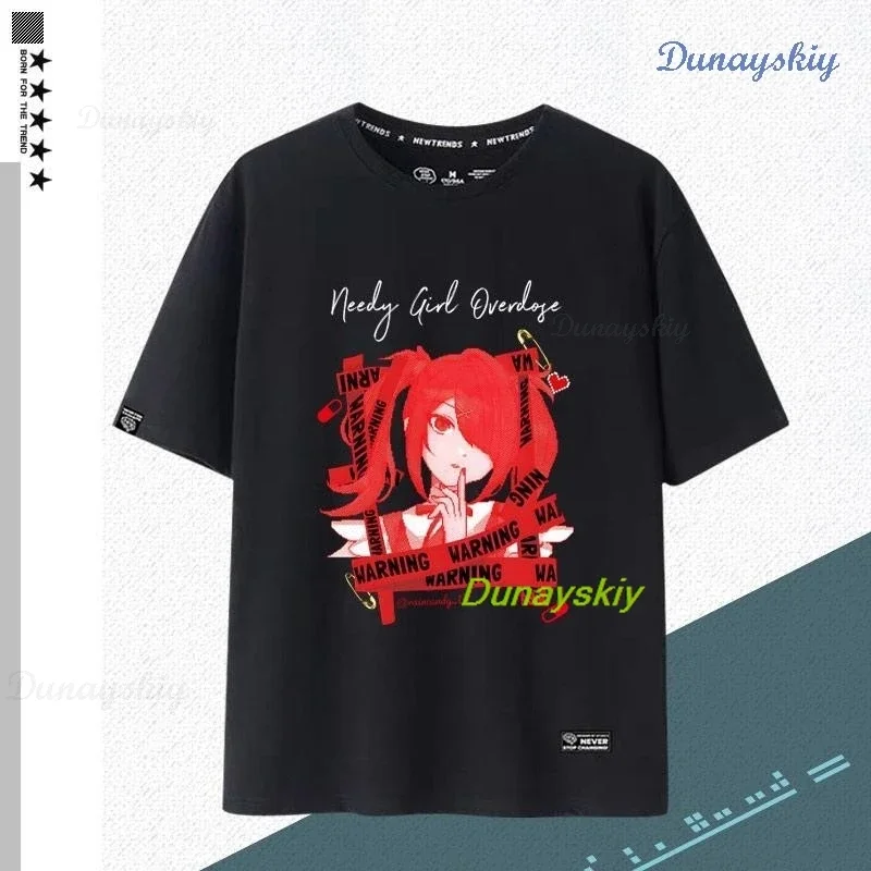 NEEDY GIRL OVERDOSE Kangel Rain Black T-shirt Jirai Kei Graphic Ita Tee Unisex Outfit Top Short Sleeve Kawaii Doujin Clothes