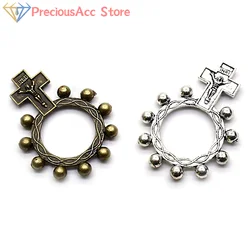 Vintage Metal Cross Rosary Ring Anello Preghiera Religious Catholic Ring Jewelry Accessries Gifts