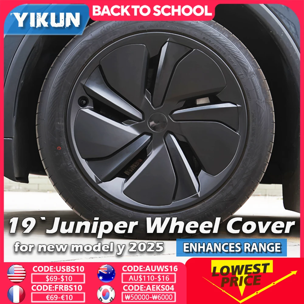 

4PCS Hub Cap 19 Inch for Tesla Model Y Juniper 2025 Performance Replacement Full Rim 19" Crossflow Wheels Cover Car Accessories