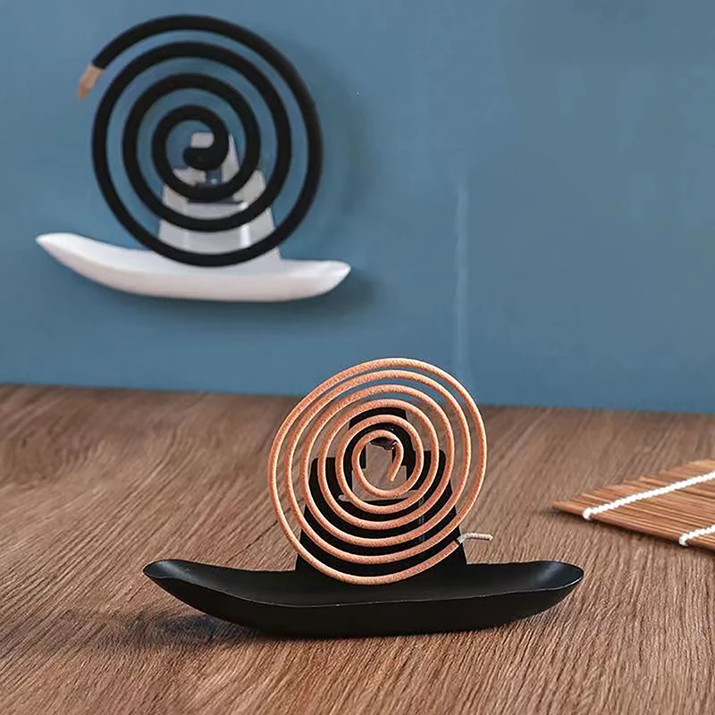 Creative Mosquito Repellent Incense Rack With Tray, Small Boat Shaped Iron Mosquito Repellent Incense Rack Tray, Home Decoration