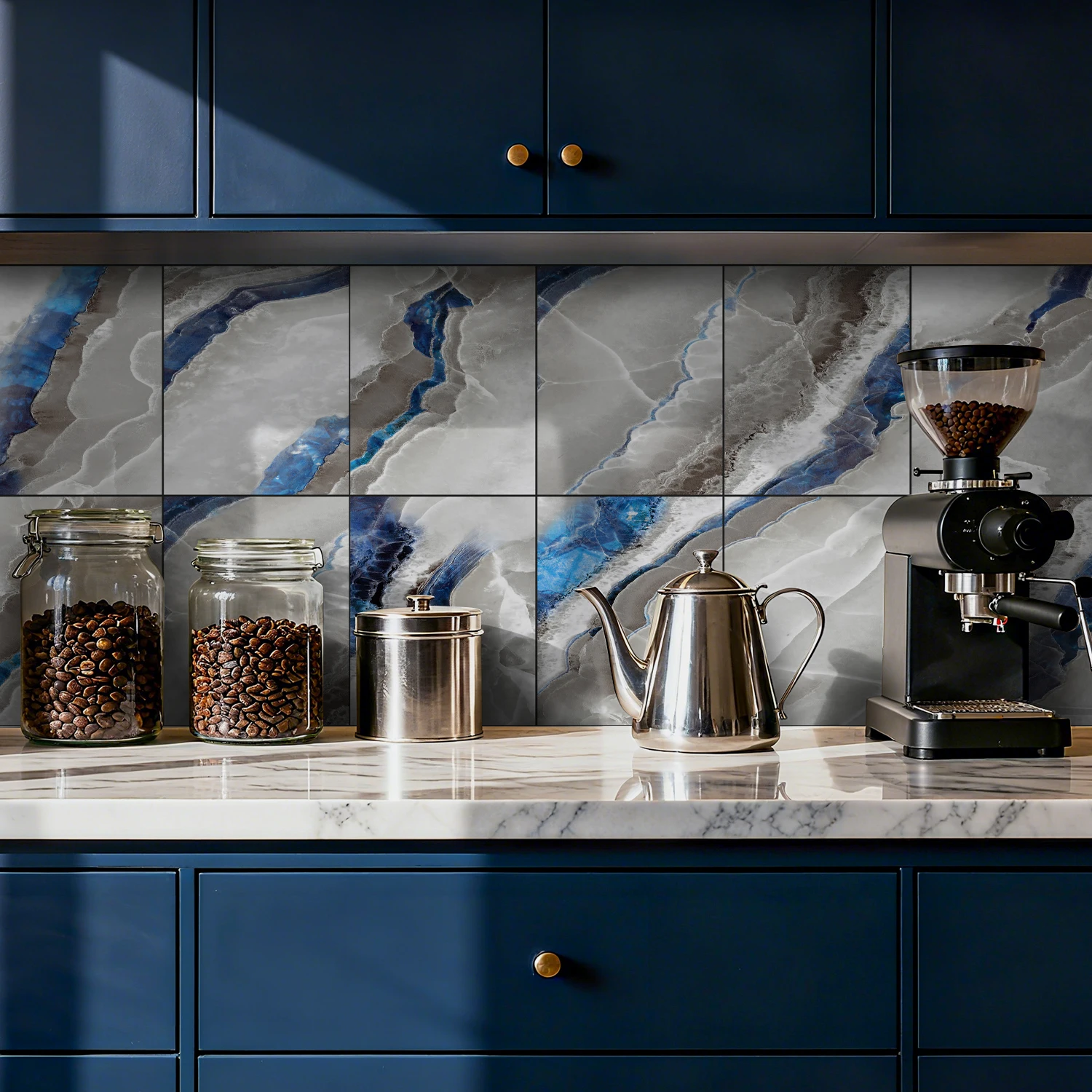 

Marble Pattern Tile Stickers, Easy to Stick & Residue-Free Removable Wall Decals for Accent Walls & Furniture