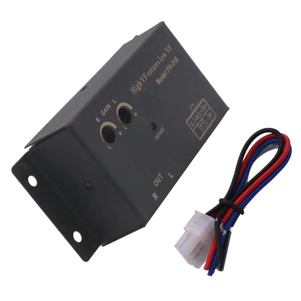 

1Set Car Audio Converter High to Low Frequency Transformer ABS Iron Rubber Copper Construction Volume Control Delay Function