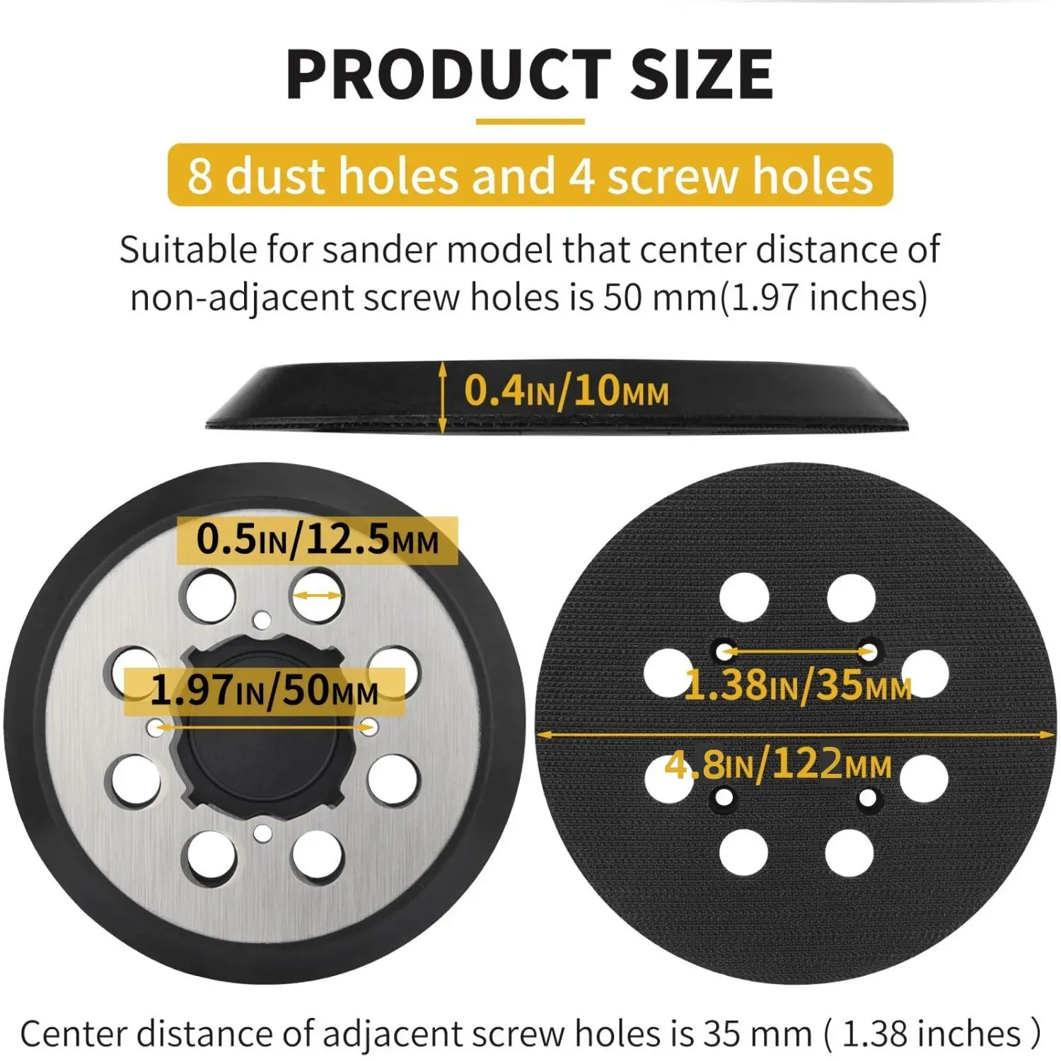 1/2/3/4 Stück 5 Zoll 8-Loch Metall-Pad Ersatzschleifpad Kompatibel mit 6421 6423 6420 DCW210B Exzenterschleifer – Detail 6