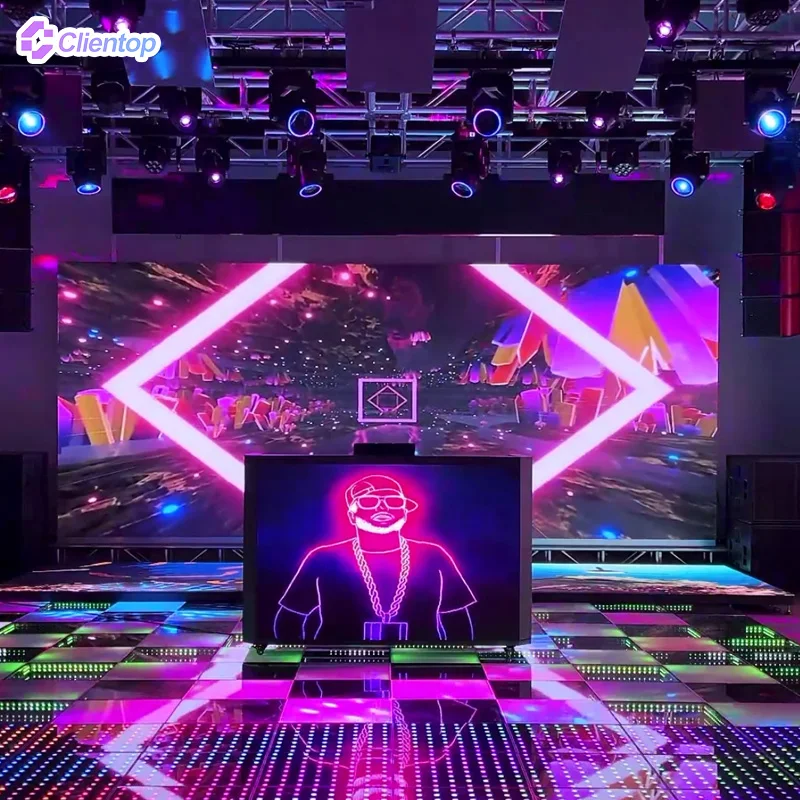 Custom Fine Pixel Pitch Led Video DJ Booth Facade Digital Magic Podium Seamless Curved Flexible Integrated LED Screen DJ Facade