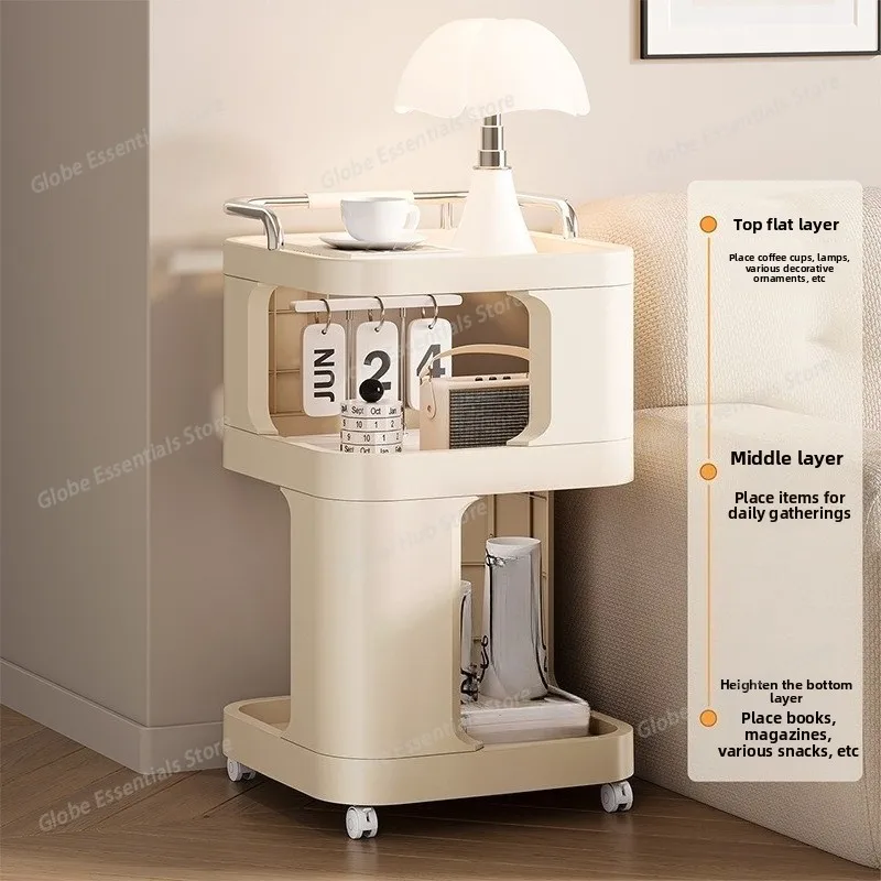 

Съемная пластиковая стойка на тележке, не требующая установки, многофункциональная стойка для хранения, журнальный столик для гостиной, стеллаж для хранения в спальне