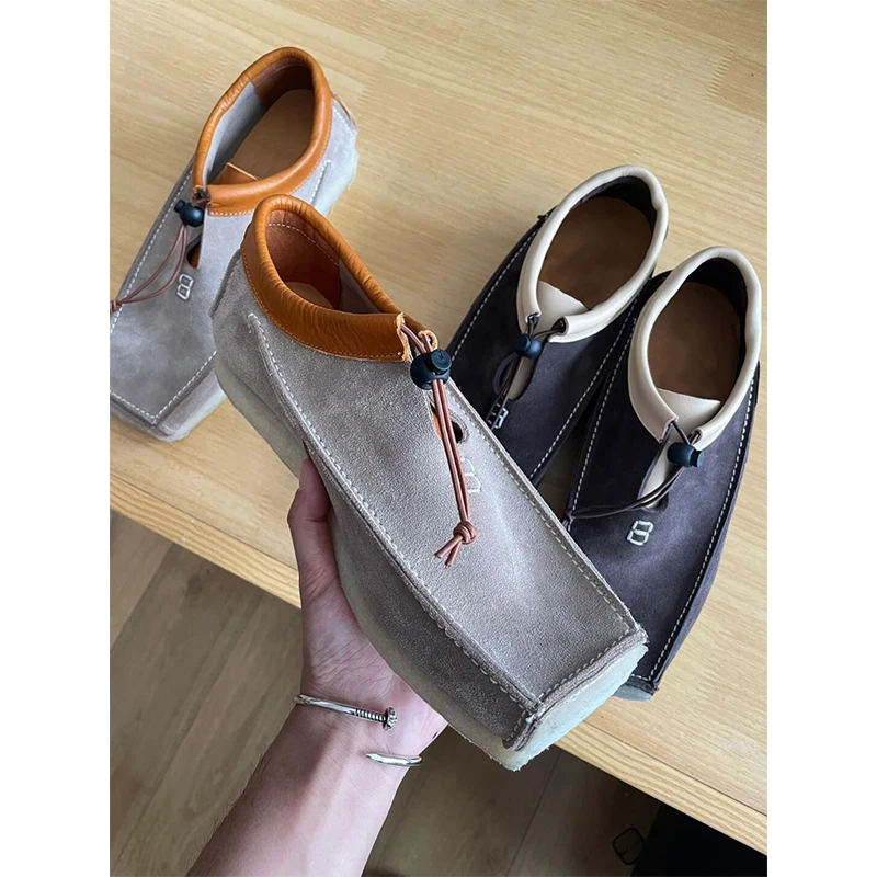

Casual Business Shoes Men's Retro Slip-On Loafers Flat Head Fashionable Spring Rubber Bottom Leather Shoes for Daily Use