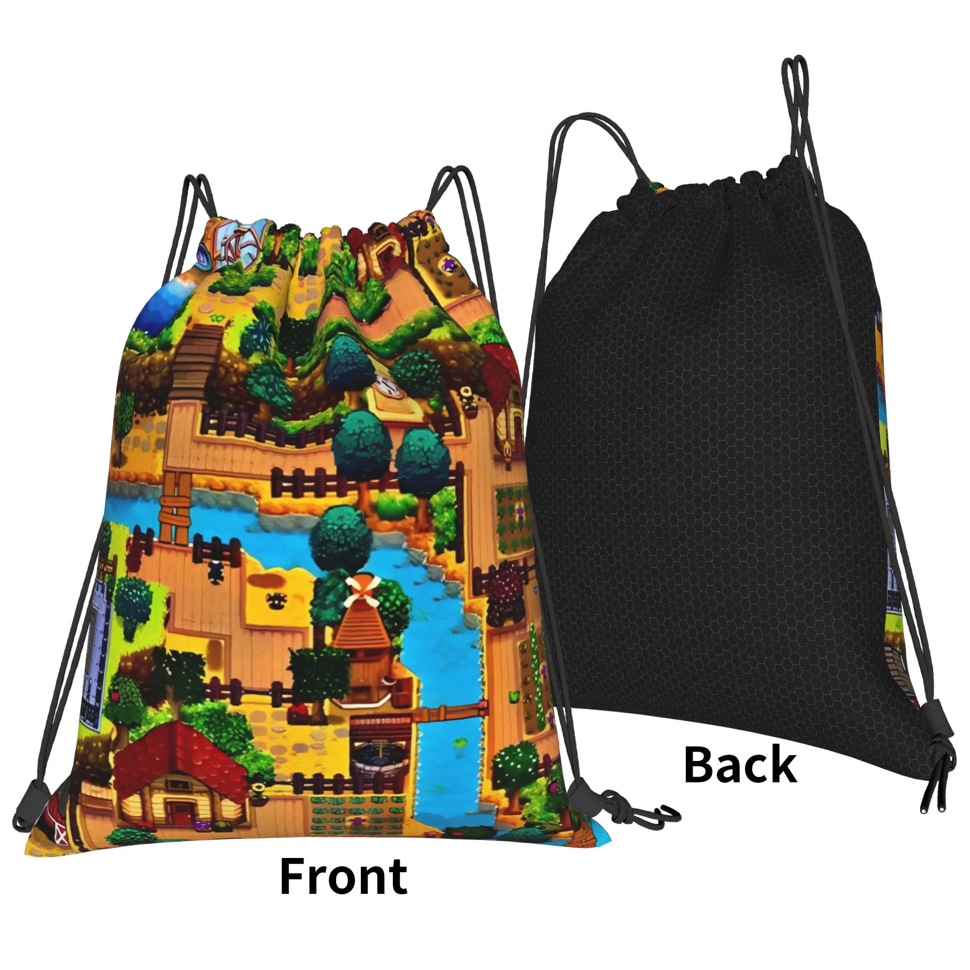 Vintage Map stardew valley Portable Sports Riding Gym Drawstring Storage Backpacks