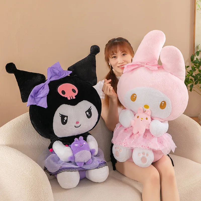

Sanrio 45\55 см Kuromi My Melody Kawaii плюшевая игрушка мягкая и удобная мягкая кукла украшение детский подарок на день рождения и Рождество