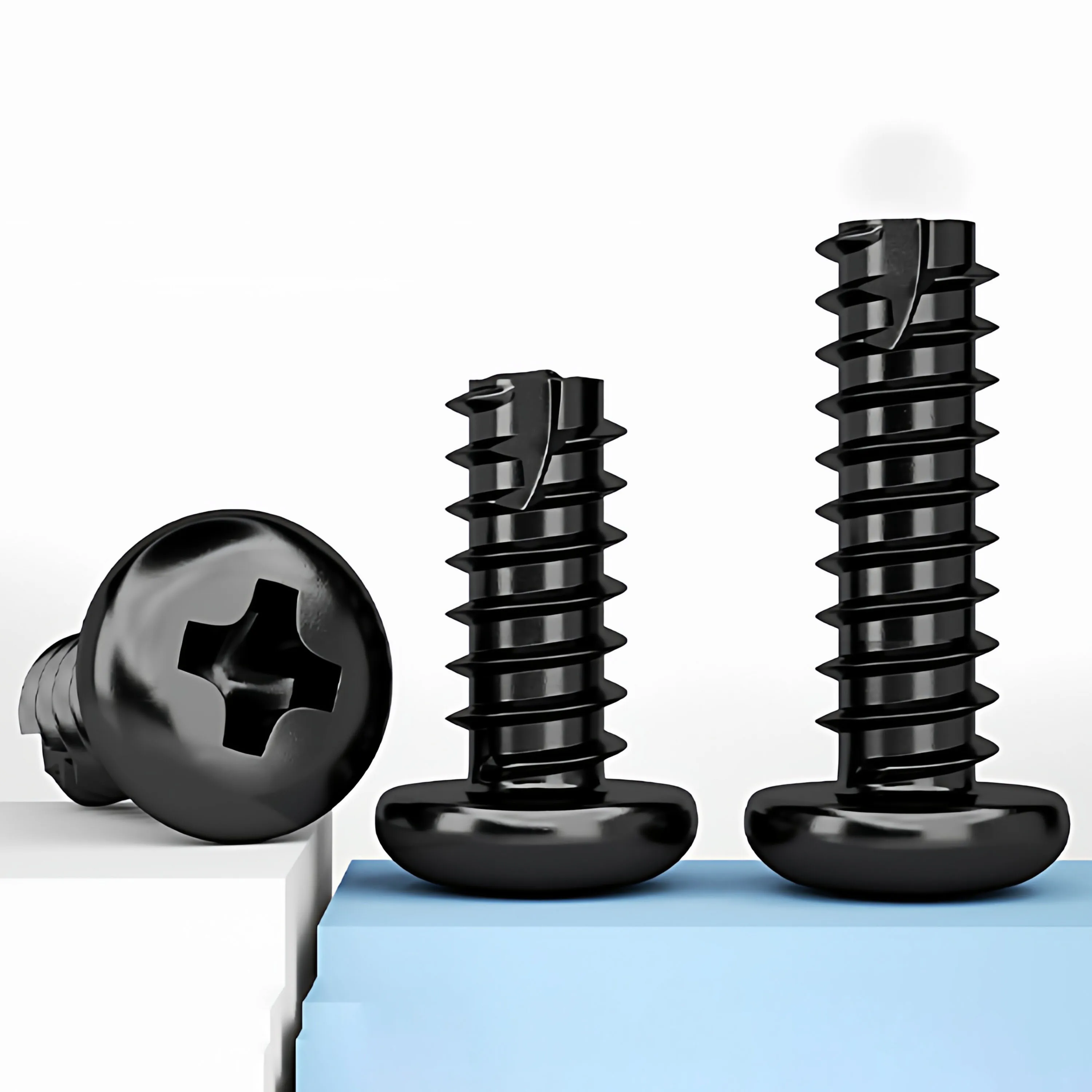 M2 M2.3 M2.6 M3 M3.5 M4 M5 Black 304 Stianless Steel PT Pan Round Head Self Tapping Wood Screw Tail-Cut Phillips Cross Recessed