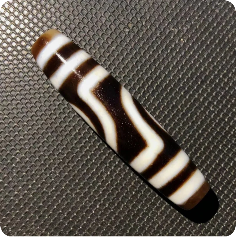 Rare Energy Tibetan old Agate Black white 2Eye Totem dZI Bead 11-12*49.5mmC2052