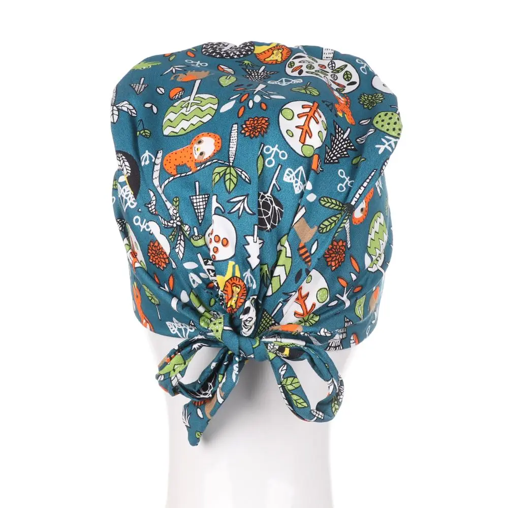 Accessories for Home Cotton Scrub Cap Print Caps Fluffy Hat Floral Bouffant