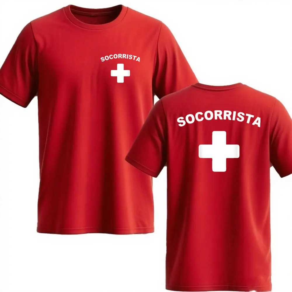 Socorrista homem t camisa verão textos espanhóis rescuer presente camisa de algodão de alta qualidade unisex básico o-pescoço camiseta para homem verão