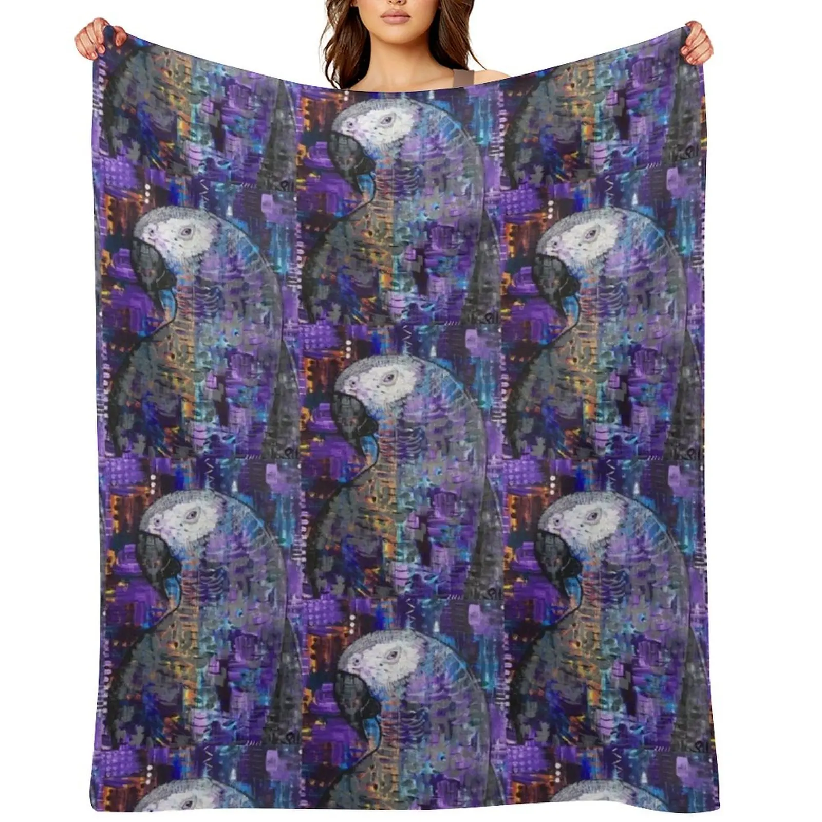 

Original art African Grey Parrot Throw Blanket Baby Flannels Decoratives Luxury St Blankets