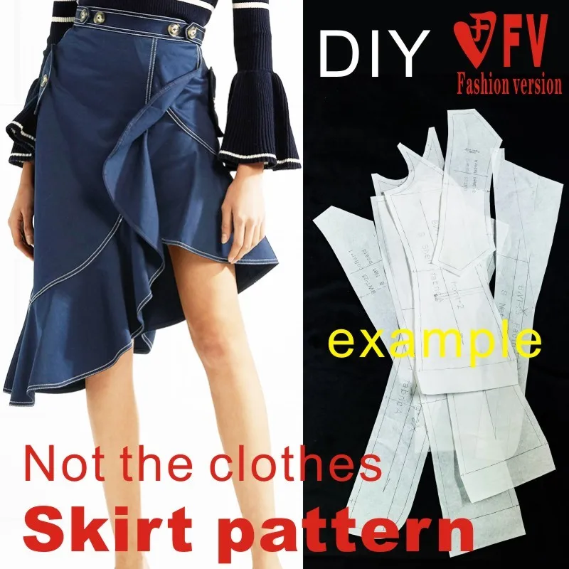 Garment Pattern Women's Ruffle Half Skirt 1:1 Sewing Design Drawing BBQ-41