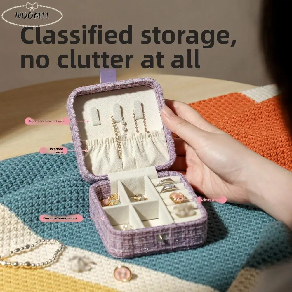 

PU Leather Jewelry Packing Bag Rings Necklace Jacquard Fabrics Earrings Storage Case Organizer Large Capacity