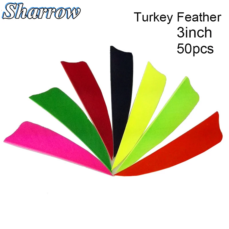 Archery Arrow Feather 3inch Natural Turkey Feathers 50pcs Shield Shape Right Wing Left Wing Traditional Fletching Arrow Shaft