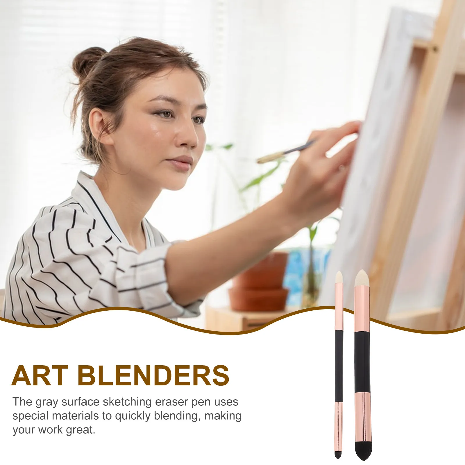 2Pcs Sketch Blending Sponge Pen Washable Double Headed Art Blender for Drawing Smooth Transitions Portable Drawing Supplies