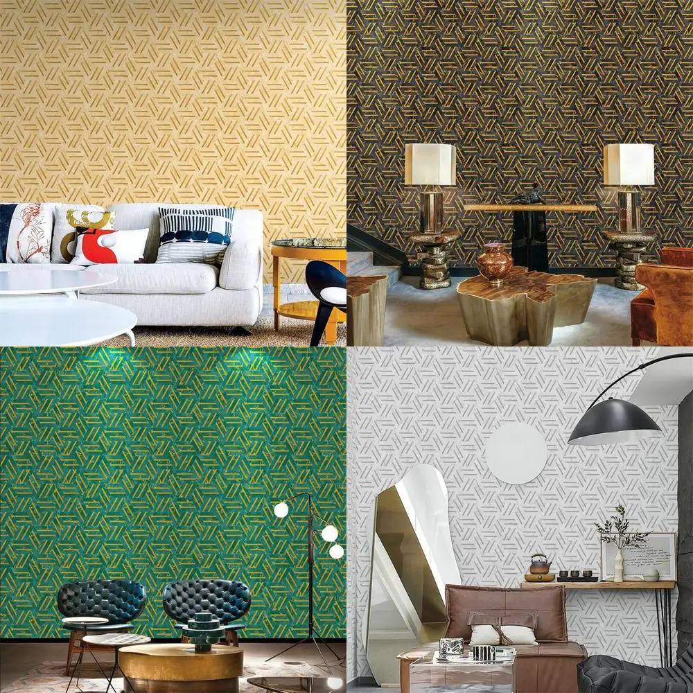 

3D Wallpaper Modern Minimalist Geometric PVC Wallpaper for Bar Restaurant Personality Gilt Wall Decoration In Stock from Factory