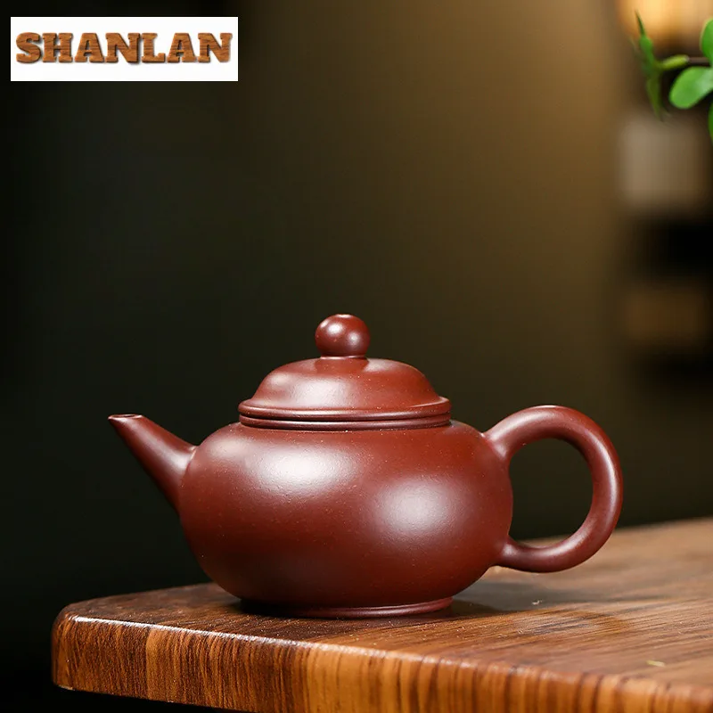 

180ml Vintage Yixing Purple Clay Teapots Handmade Horizontal Pot Raw Ore Purple Zhu Mud Kettle With Infuser Zisha Teaset For Tea