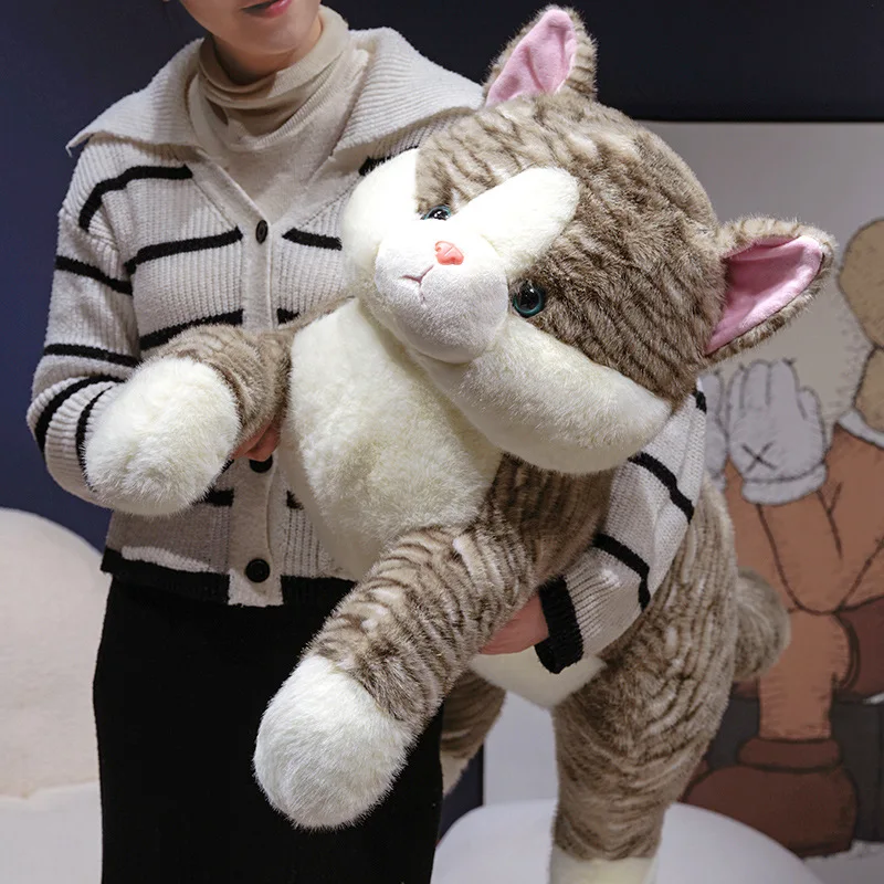 40-85 cm Creativo Morbido Soffice Colore Sdraiato Gatti di Peluche Simpatico Gattino Peluche Bambola Lie Prorone Giocattoli Divertenti per le Ragazze Regalo di Natale