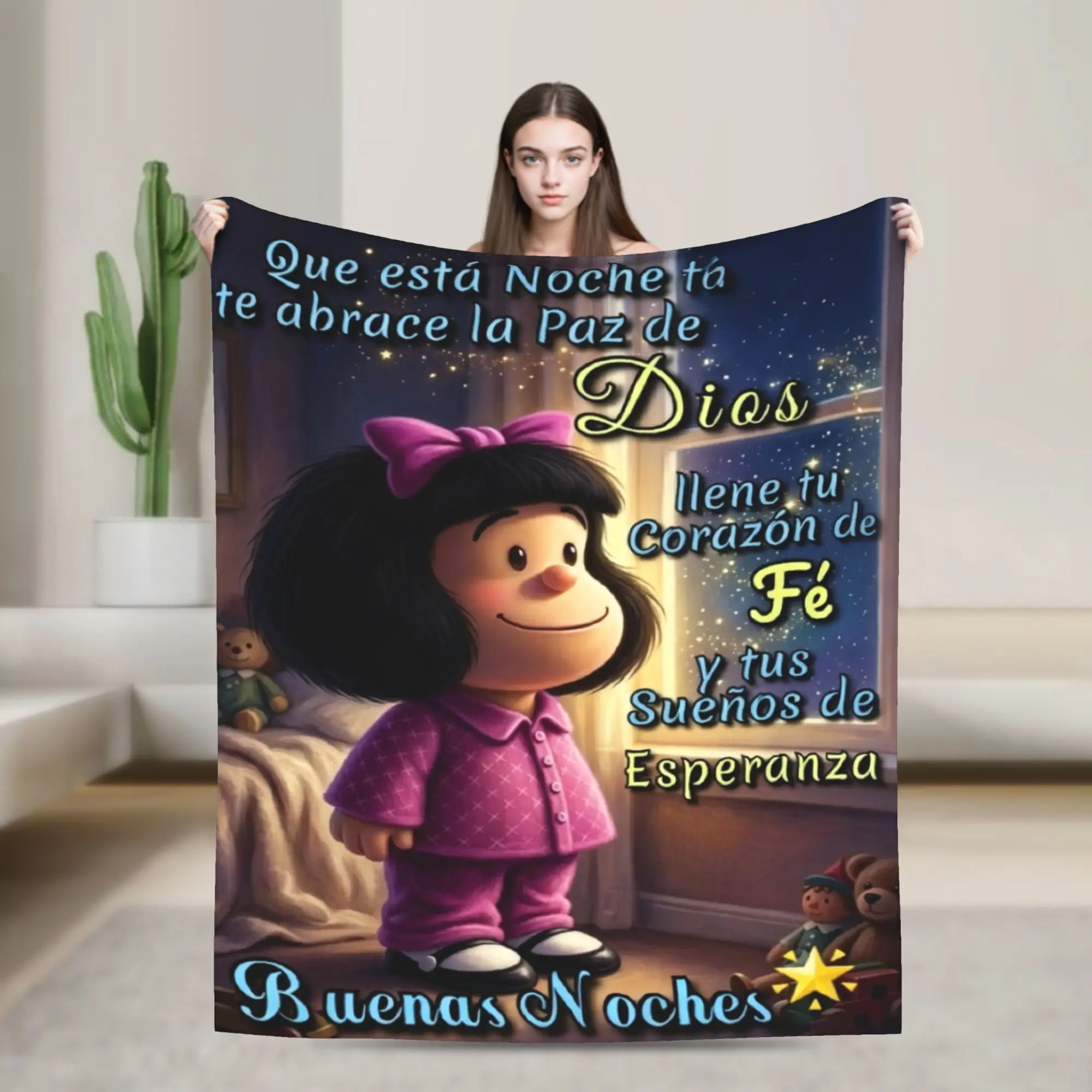 Mafaldas Good Night Sleep Blankets Anime Flannel Awesome Breathable Throw Blanket for Home Spring Autumn