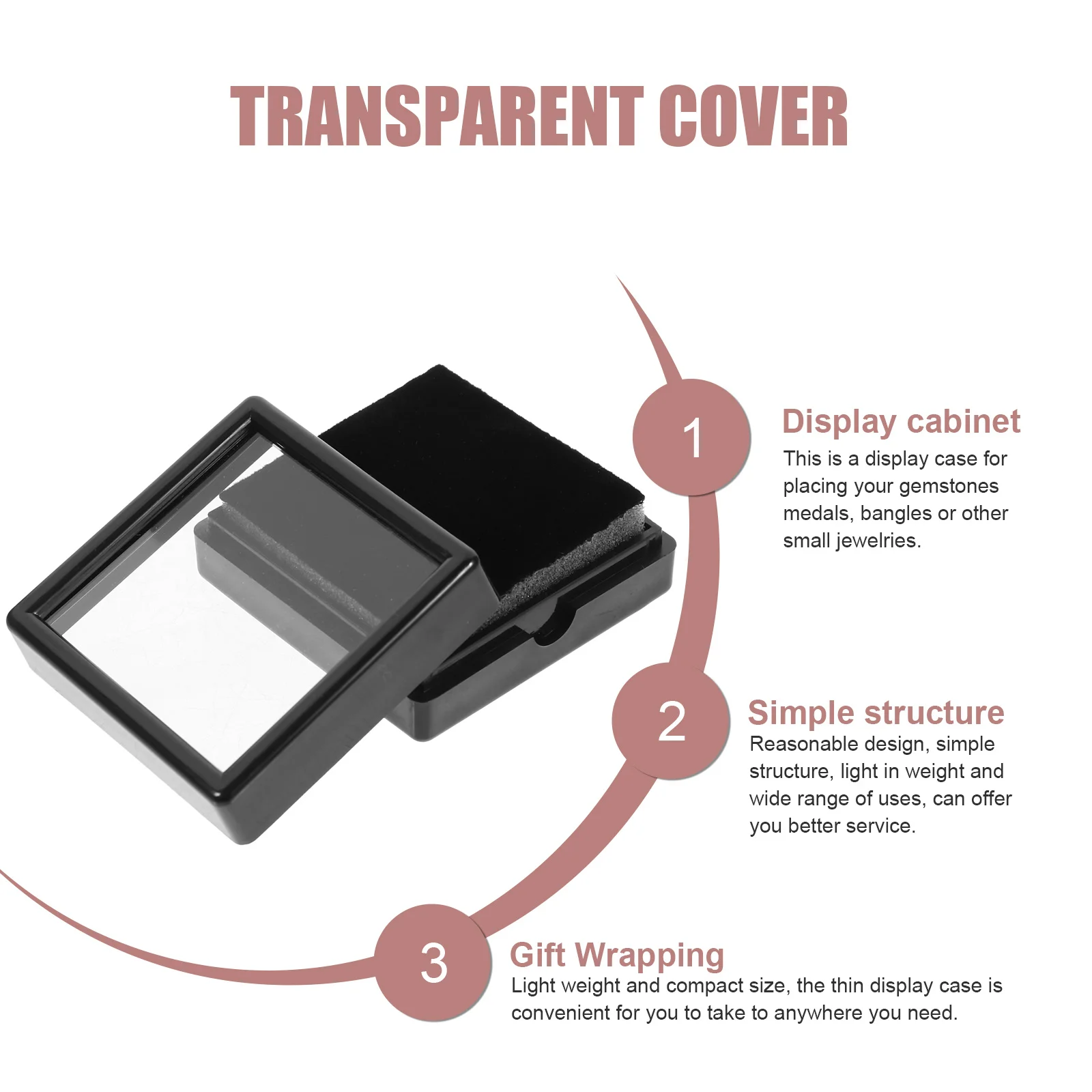 6Pcs Gemstone Display Case Transparent Cover Jewelry Storage Box Multi Functional Organizer for Badge Bracelets