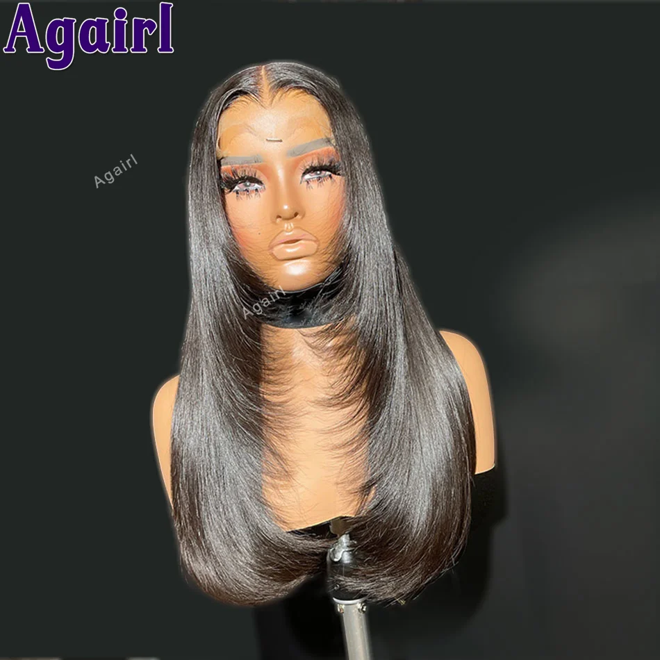 Wig rambut manusia renda Frontal 13x6 jahe coklat 6X4 Wig penutupan renda lurus transparan ketebalan 200 telah ditanami UNTUK WANITA HITAM