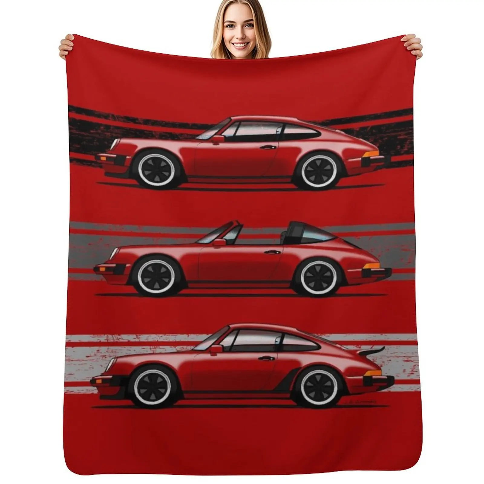 My drawing of the iconic German sports cars in green Throw Blanket Soft Cozy Blanket for Pet Kids Adults