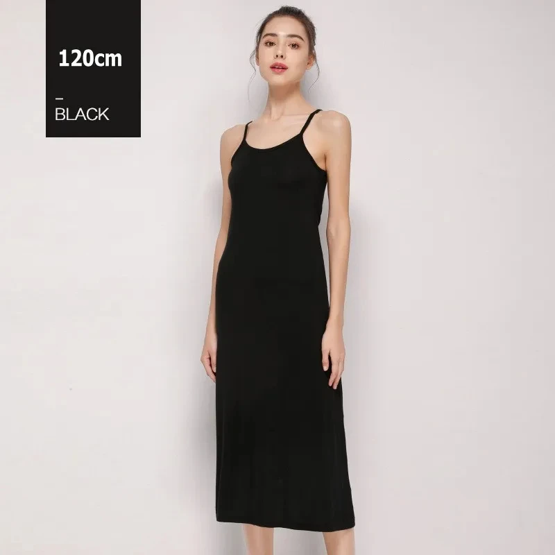 Modal Comfortable Full Slip Dress 90-120cm Women Spaghetti Strap Dress Long Under Dress Camisoles Slips Vestido de Resbalón