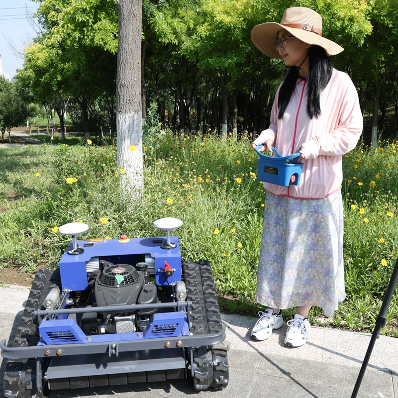 Customized Petrol Remote‑Controlled Lawn Mower RC Radio Control Crawler Tracked Self‑Propelled Flail Grass Cutter