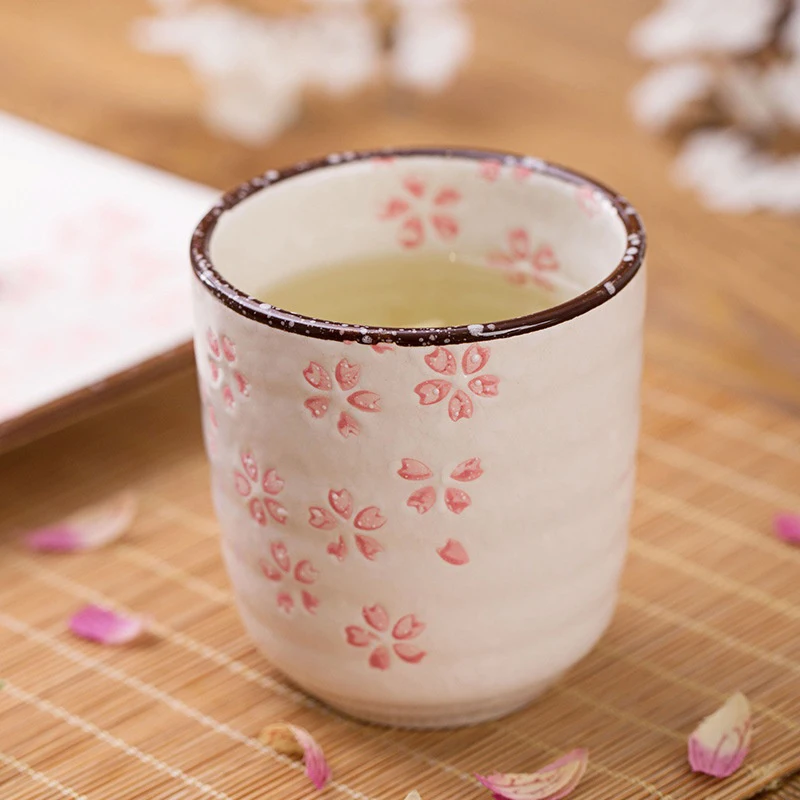 1PC Japanese-Style Kung Fu Tea Pink White Ceramic Underglaze Porcelain Tea Cup Home Owner Sub-Cup Glass Tea Cup