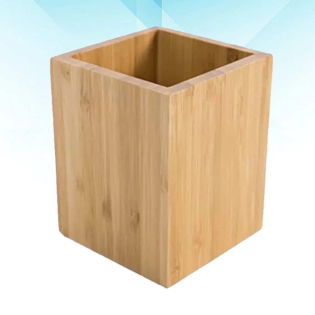

Bamboo Storage Box Desktop Pen Holder Stationery Organizer Wood Penholder Wooden