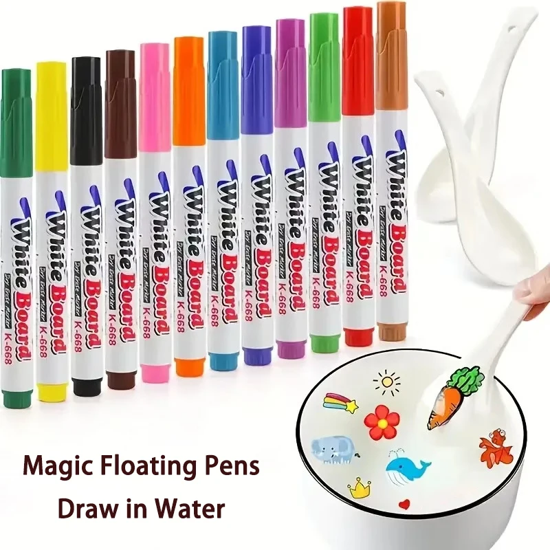 Water Floating Pen Magical Erasable Whiteboard Marker Kid Water Painting Drawing Art Stationery DIY Graffiti Marker for Children