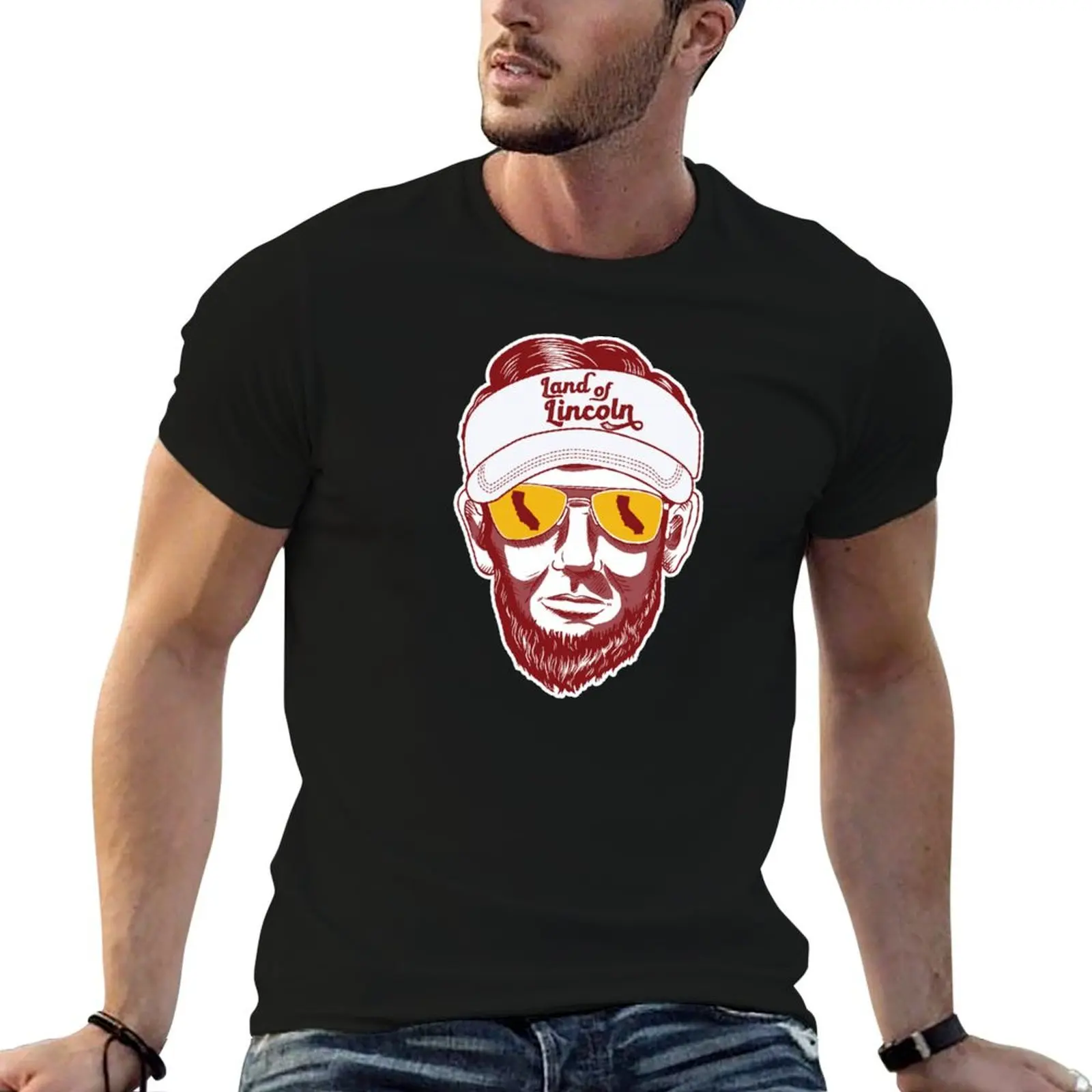 

Southern California Is the Land of Lincoln // Funny Trojan Football T-Shirt vintage quick drying shirts graphic tee men