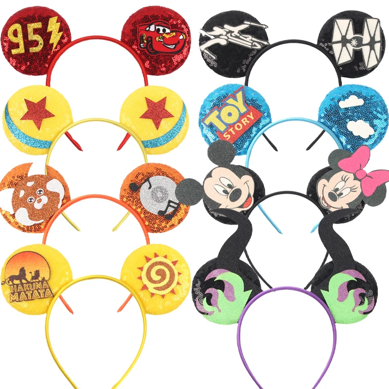 2026 New Disney Festival Party Cosplay Mouse Ears Headband 3.3"Ears Glitter Hairband For Boys Girls DIY Cartoon Hair Accessories