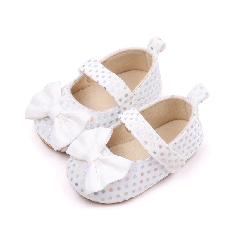 Baby Girls Cute Moccasinss Sequins Dot Bowknot Decor Soft Sole Flats Shoes First Walkers Non-Slip Summer Princess Shoes