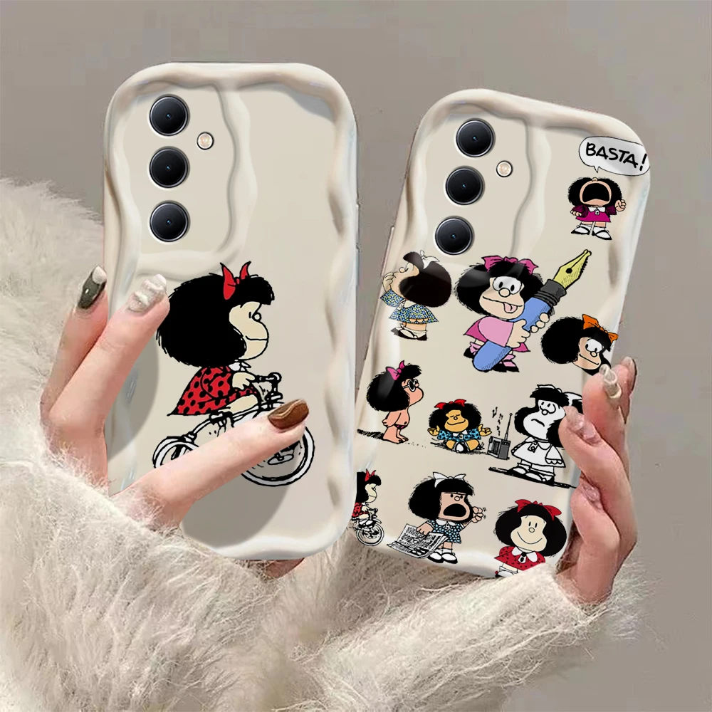 Cartoon M-Mafaldas 3D Wave Case For Samsung A73 A72 A71 A55 A54 A53 A35 A34 A33 A25 A24 A23 A15 A14 A13 A05 A04 A03 4G 5G Cover