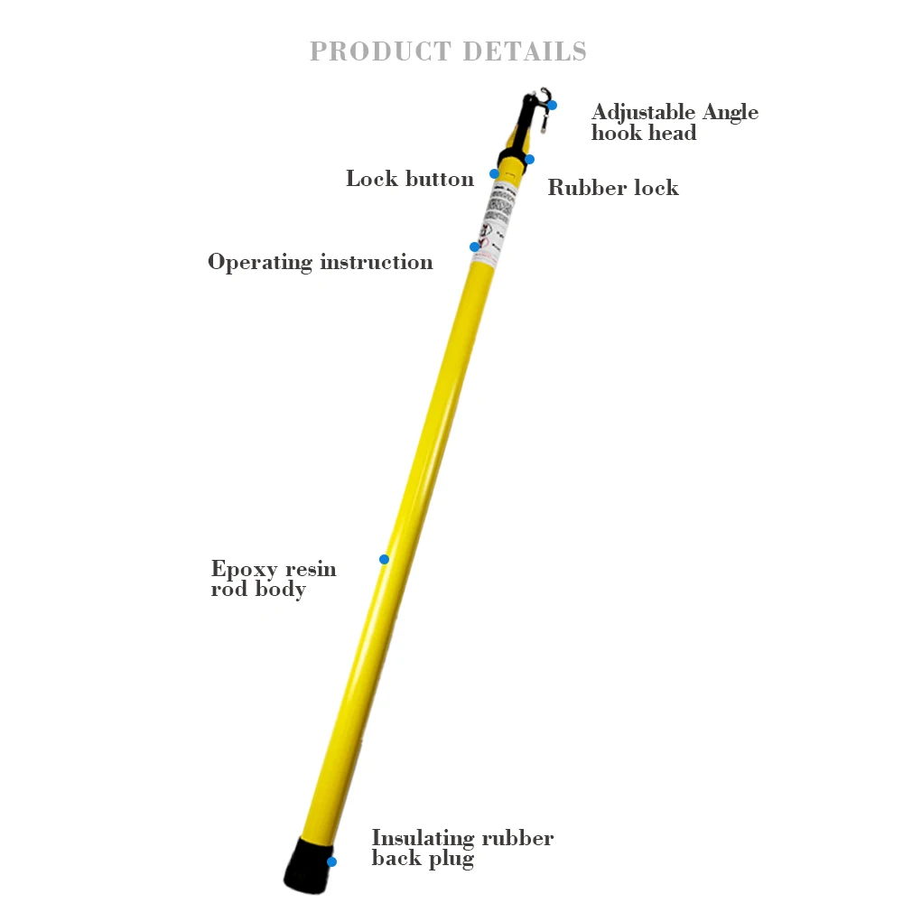 Made In China 8 Knots 10.6m Fiberglass Telescopic FRP Triangle Hot Stick Insulated Operating Stick