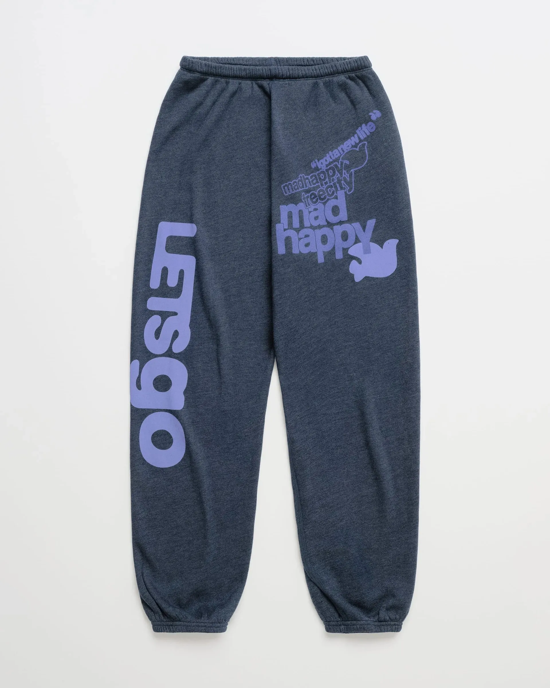 Y2K Navy Blue Letter Print Women Cargo Pants America Fashion Wide Leg Baggy Trousers Streetwear Elastic Waist Straight Sweatpant