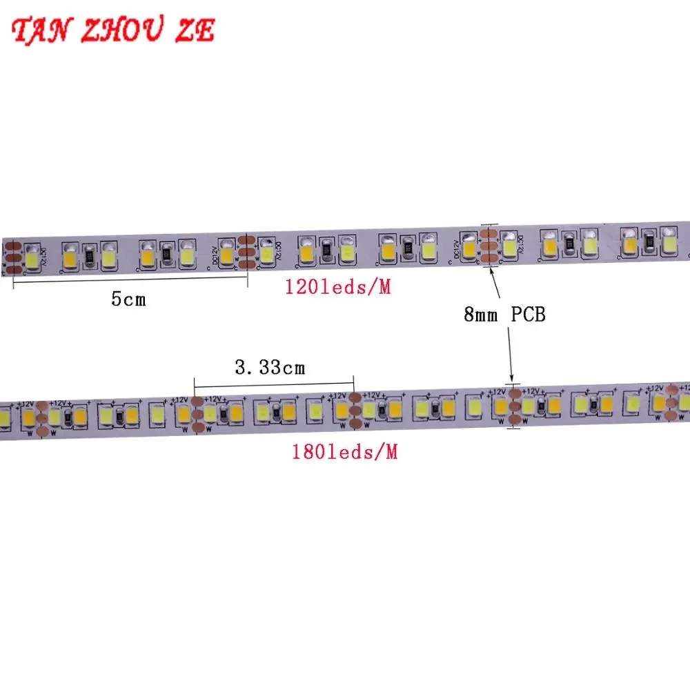 Bande Lumineuse LED Flexible à Température Réglable de 5m pour Document Touriste, CRI80 + SMD2835 CCT, 12V, 24V DC WW CW