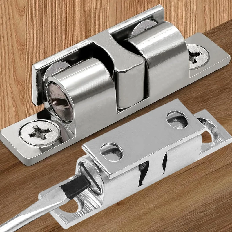 Zinc Alloy Dual Ball Tension Latch Adjustable Cabinet Latch Door Lock Furniture Closet Wardrobes Catches Ball Roller Catches