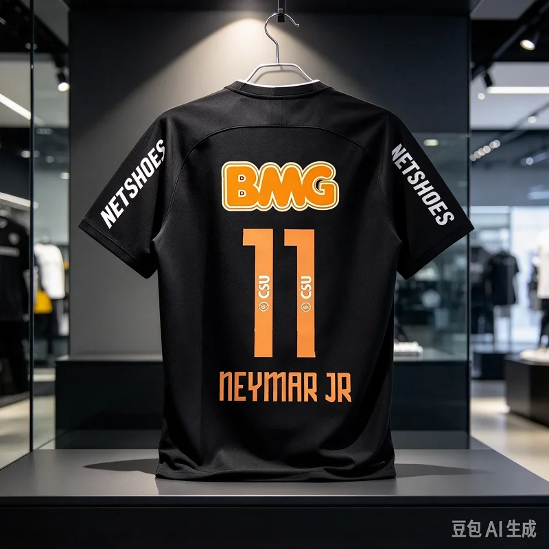 2026 Neymar Retro Soccer Jersey Men Cotton T Shirt 11 Number Player Print Black Short Sleeve Casual Football Fan Streetwear
