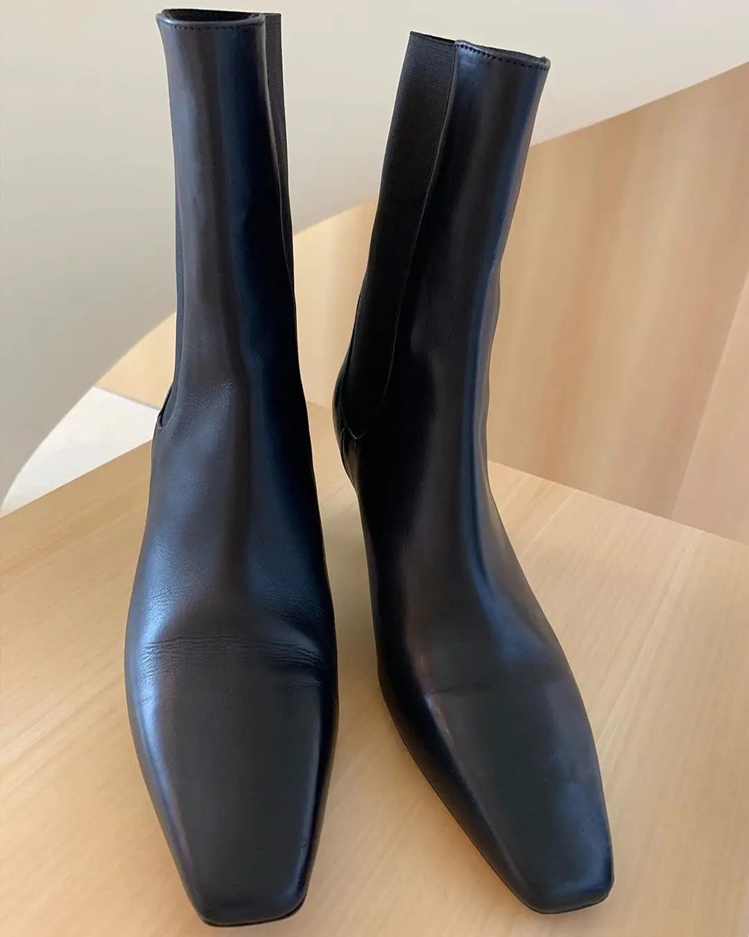 2021 Spring and Summer New Real Leather Ladies Black Minimalist Pointed Toe Socks  Shoes Low-heeled Ankle Boots Women