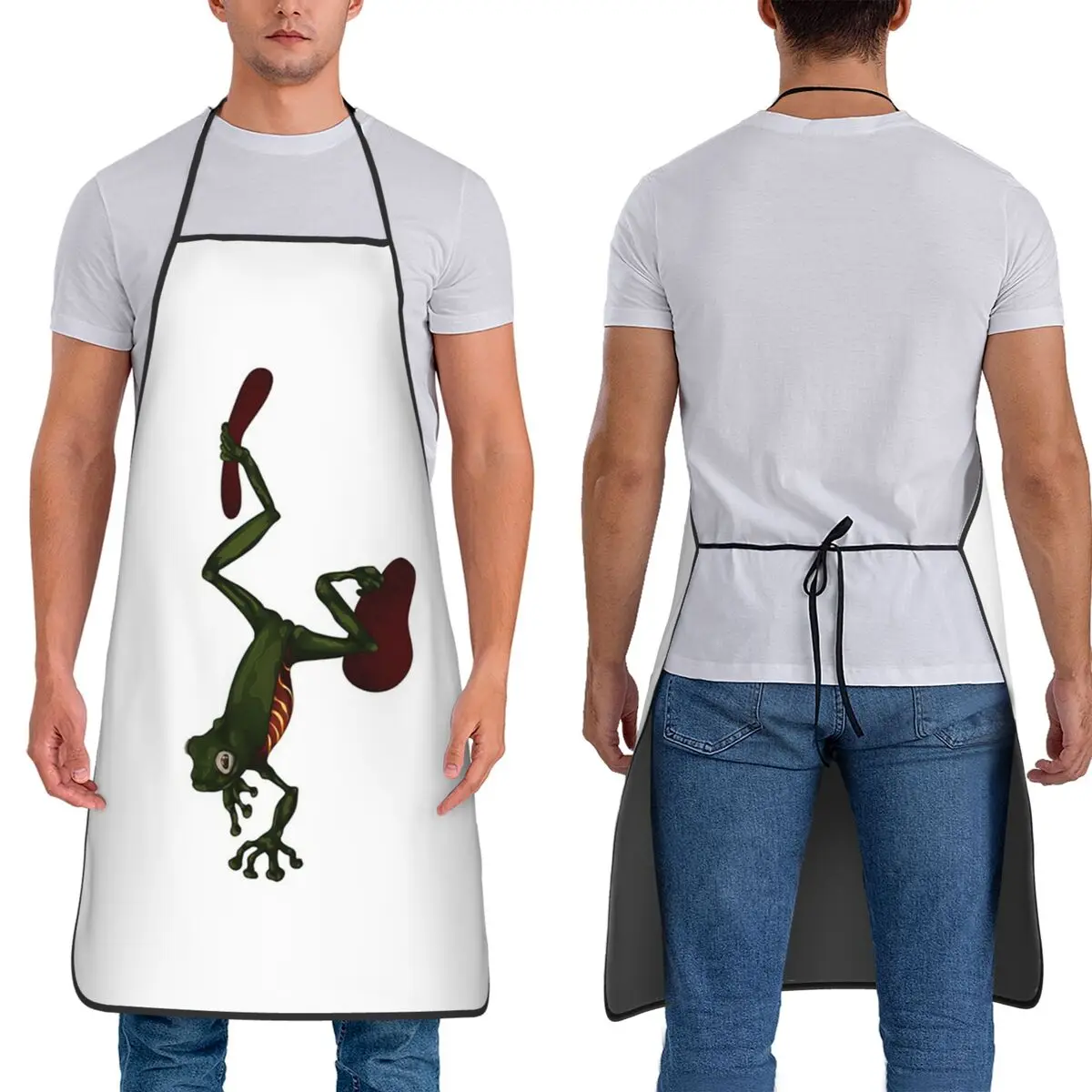 

Фартук-лягушка шеф-повара для приготовления пищи, выпечки, нагрудник без рукавов, кухонный фартук для чистки для женщин и мужчин, живопись