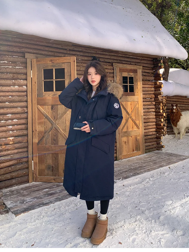 2025 겨울 신상품 스톰트루퍼 코트 면 재킷 루즈 다운 코튼 재킷 롱 크로스 니 빅 울 칼라 코튼 파이 오버컴스 우